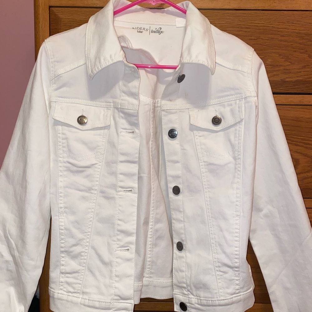 white jean jacket